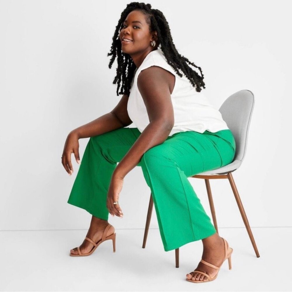 Future Collective™ with Kahlana Barfield Brown Mid-Rise Flare Pants Green 18